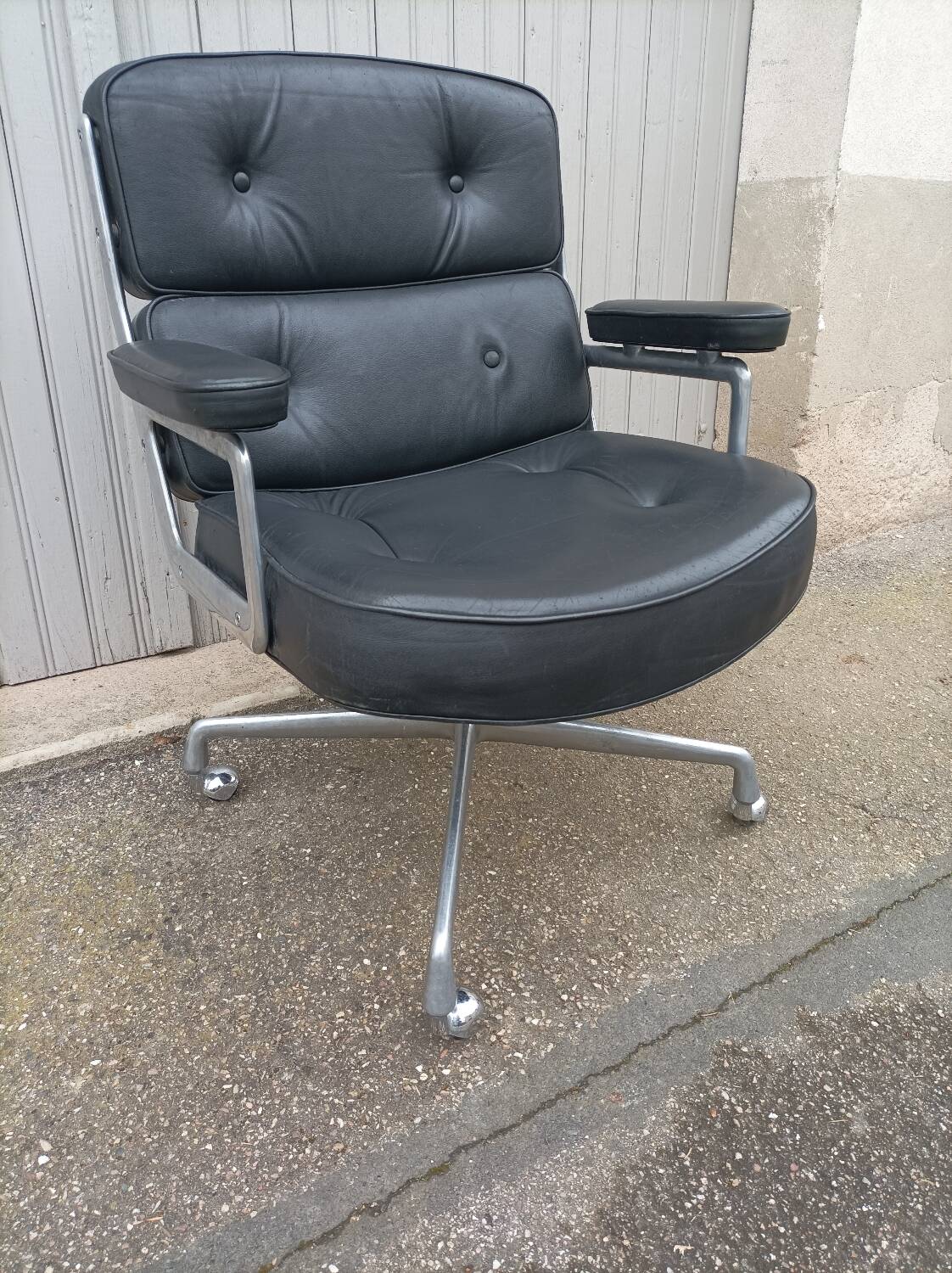 Vintage black leather armchair