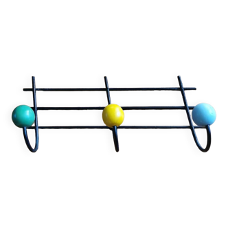 Vintage coat hook with multicolored balls
