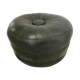 Pouf cuir vert vintage 1970
