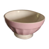Small pink ribbed footed bowl Digoin Sarreguemines