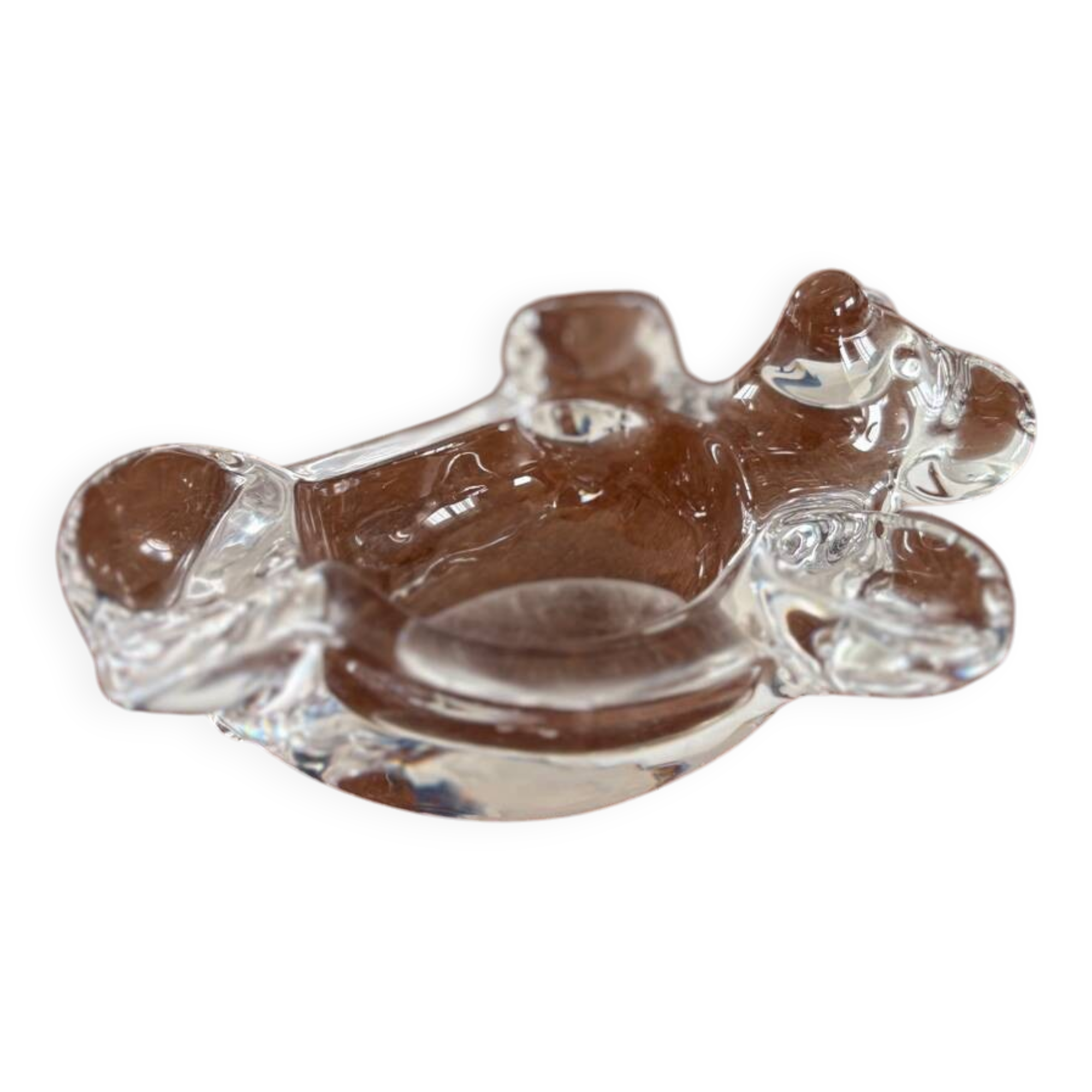 Cendrier vintage en forme d'ours en cristal de Vannes