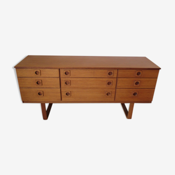 70 's teak long chest of drawers 9 drawers Shreiber