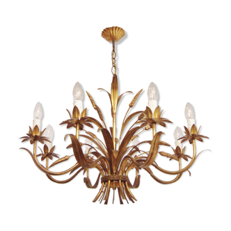 Lustre blé vintage à huit bras en metal doré