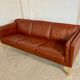 Vintage Danish mid-century Mogens Hansen 2 person cognac leather sofa