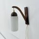 Vintage Scandinavian wall lamp with teak and opaline glass shade , 1960s