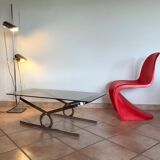 Coffee table 70s glass and chrome