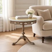 Table d'appoint/table basse vintage en laiton avec plateau en onyx