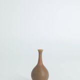 Small Mid-Century Scandinavian Modern Collectible Brown Stoneware Vase by Gunnar Borg, Set of 4