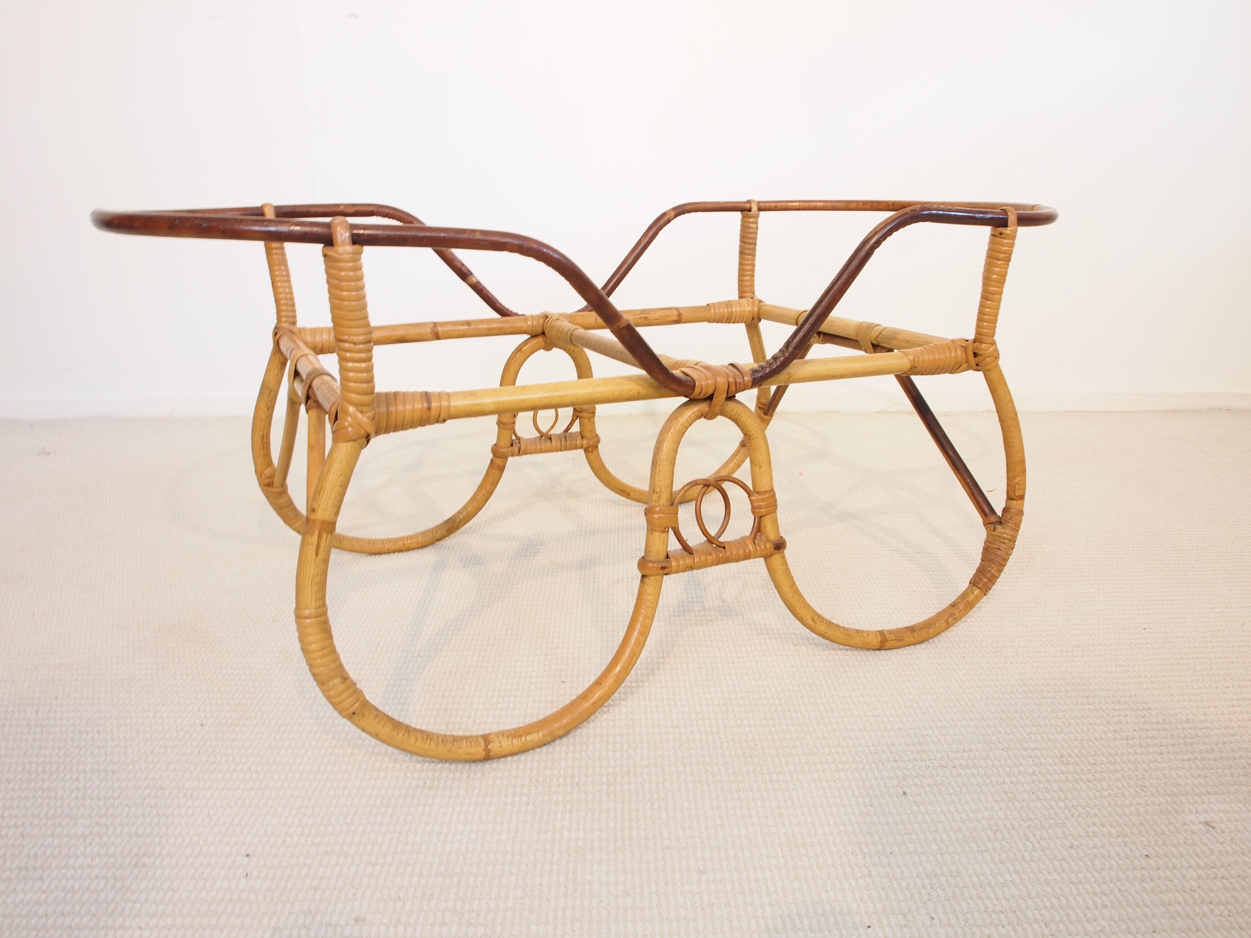 Vintage mid century rattan cradle