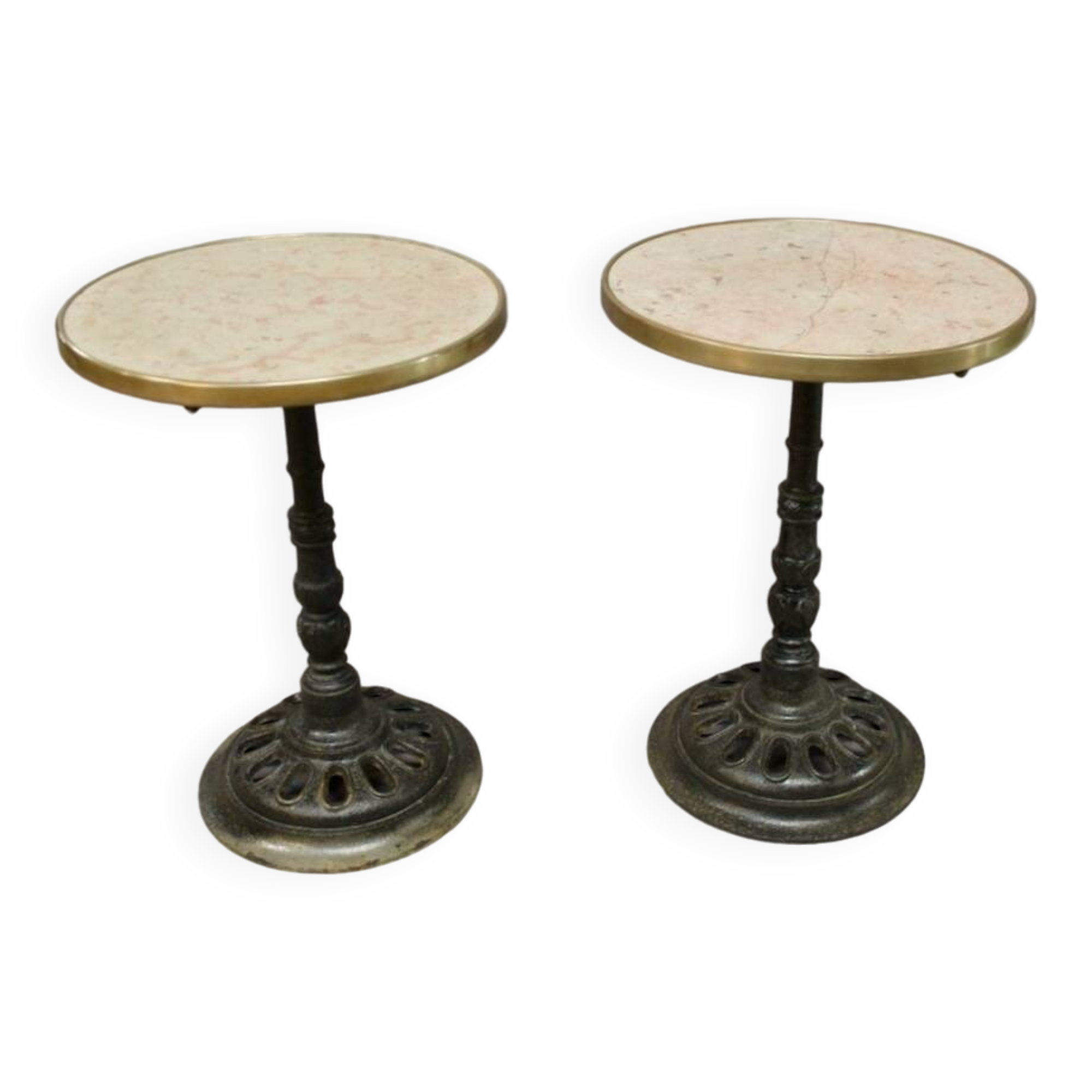 Pair of Comblanchien Marble Top Bistro Tables