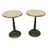 Paire De Tables De Bistrot Dessus Marbre Comblanchien