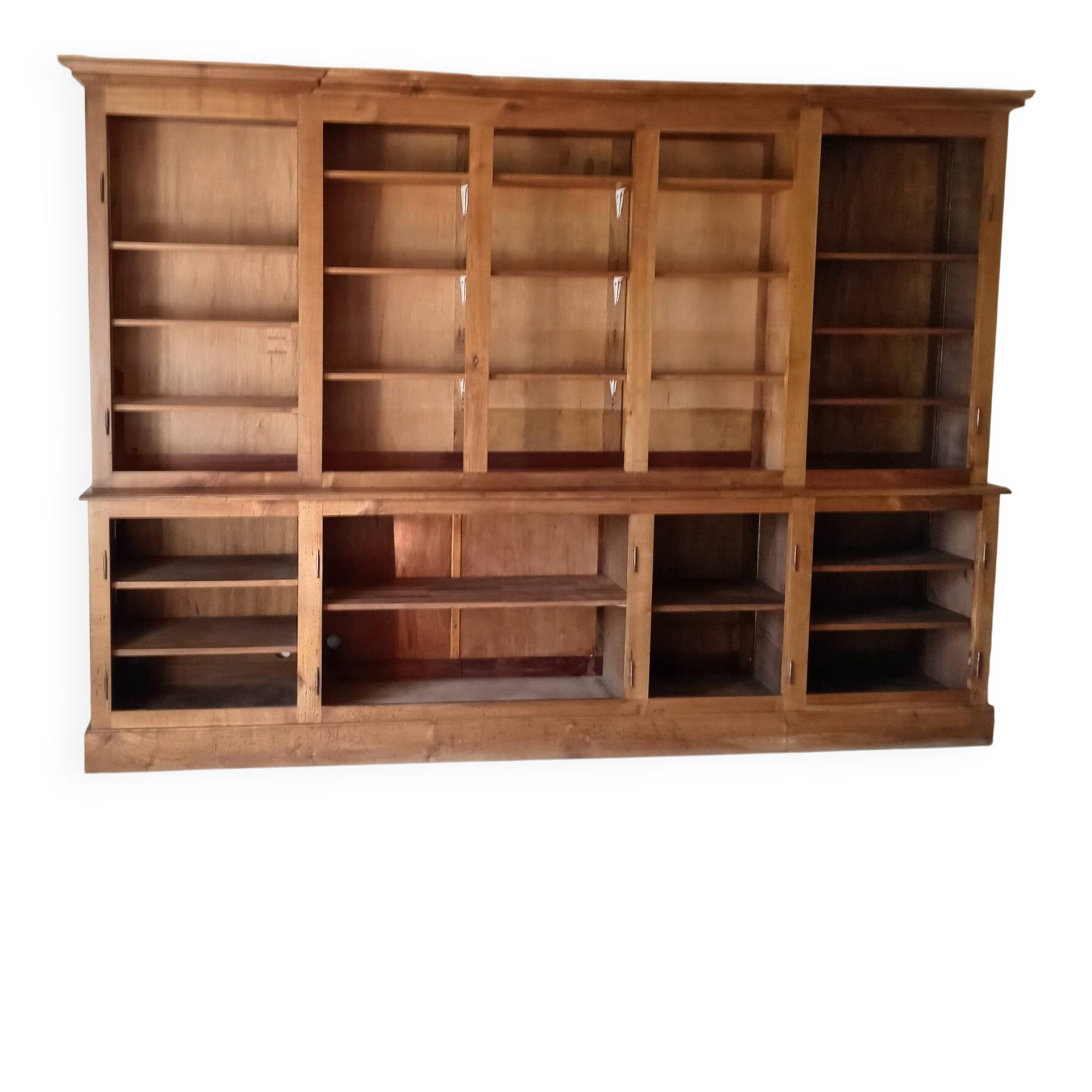 Library in solid cherry wood, Louis Philippe style.