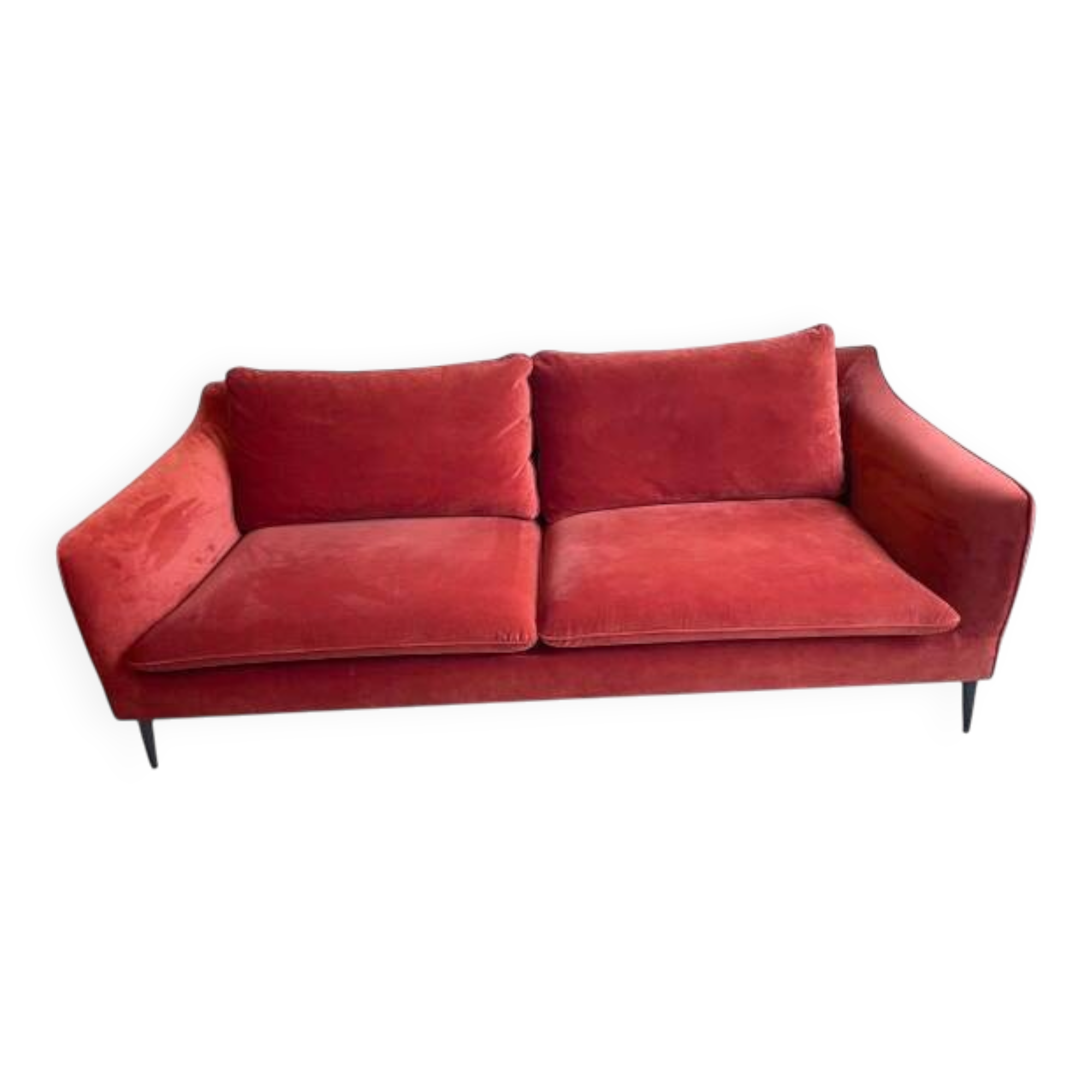 Three-seater terracotta velvet sofa Vilmers 2023 - Very good condition