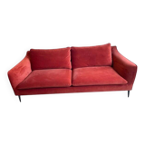 Three-seater terracotta velvet sofa Vilmers 2023 - Very good condition