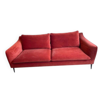 Three-seater terracotta velvet sofa Vilmers 2023 - Very good condition