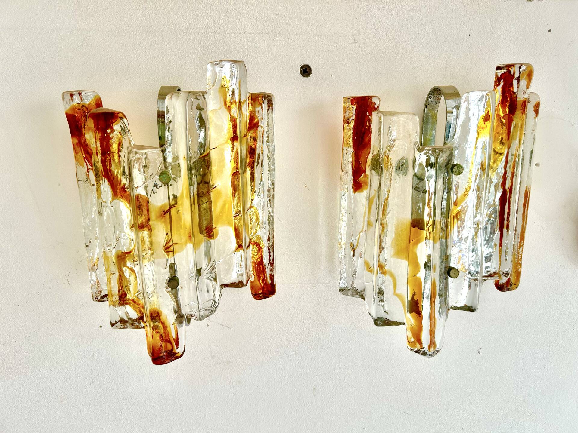 JT Kalmar paire d appliques verre , 1970