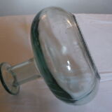 Pale green transparent glass flattened sphere shape vase