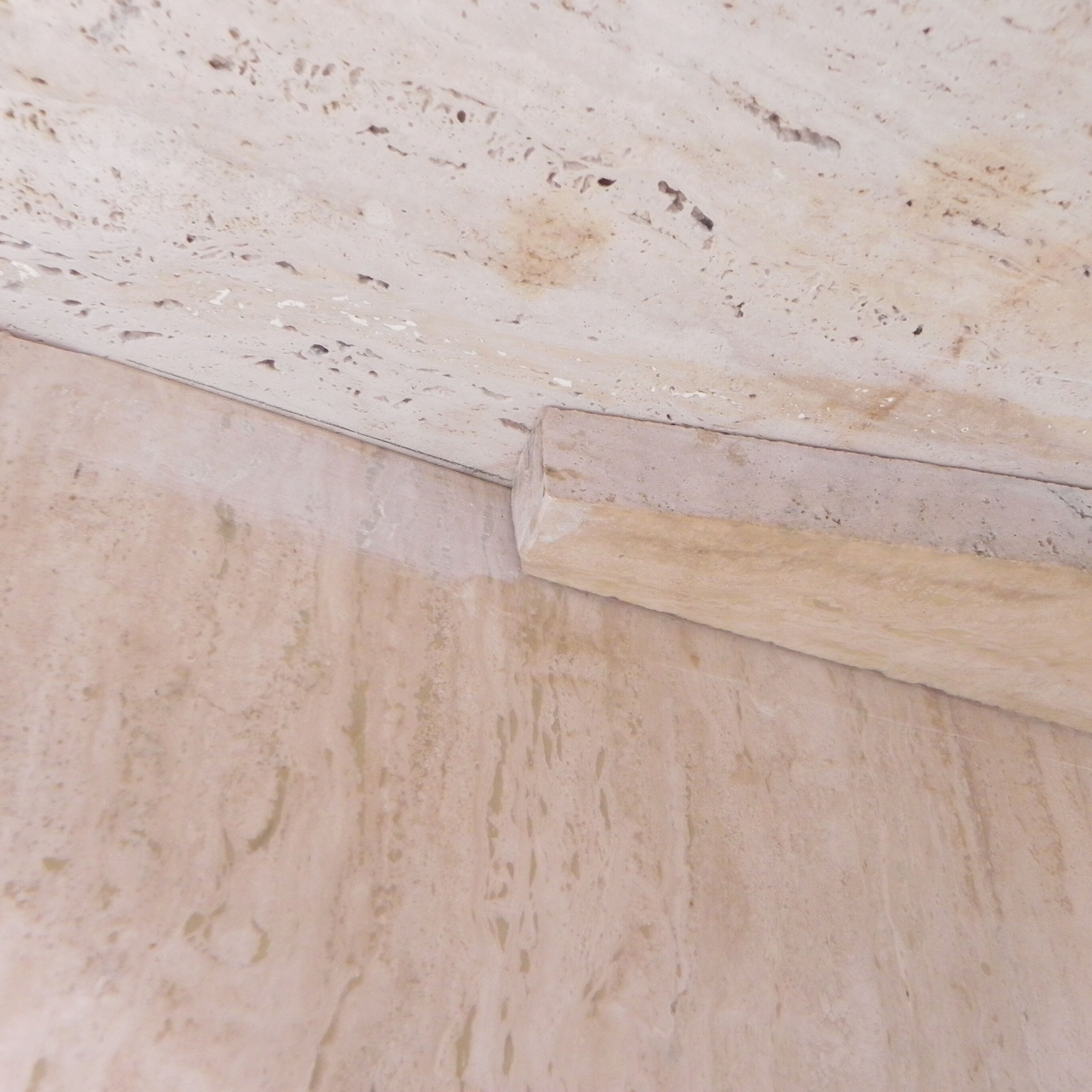 Travertine dining table, 130 x 129 cm