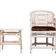 Set vintage Chippendale Brighton Pavilion rattan chair and table 1960s