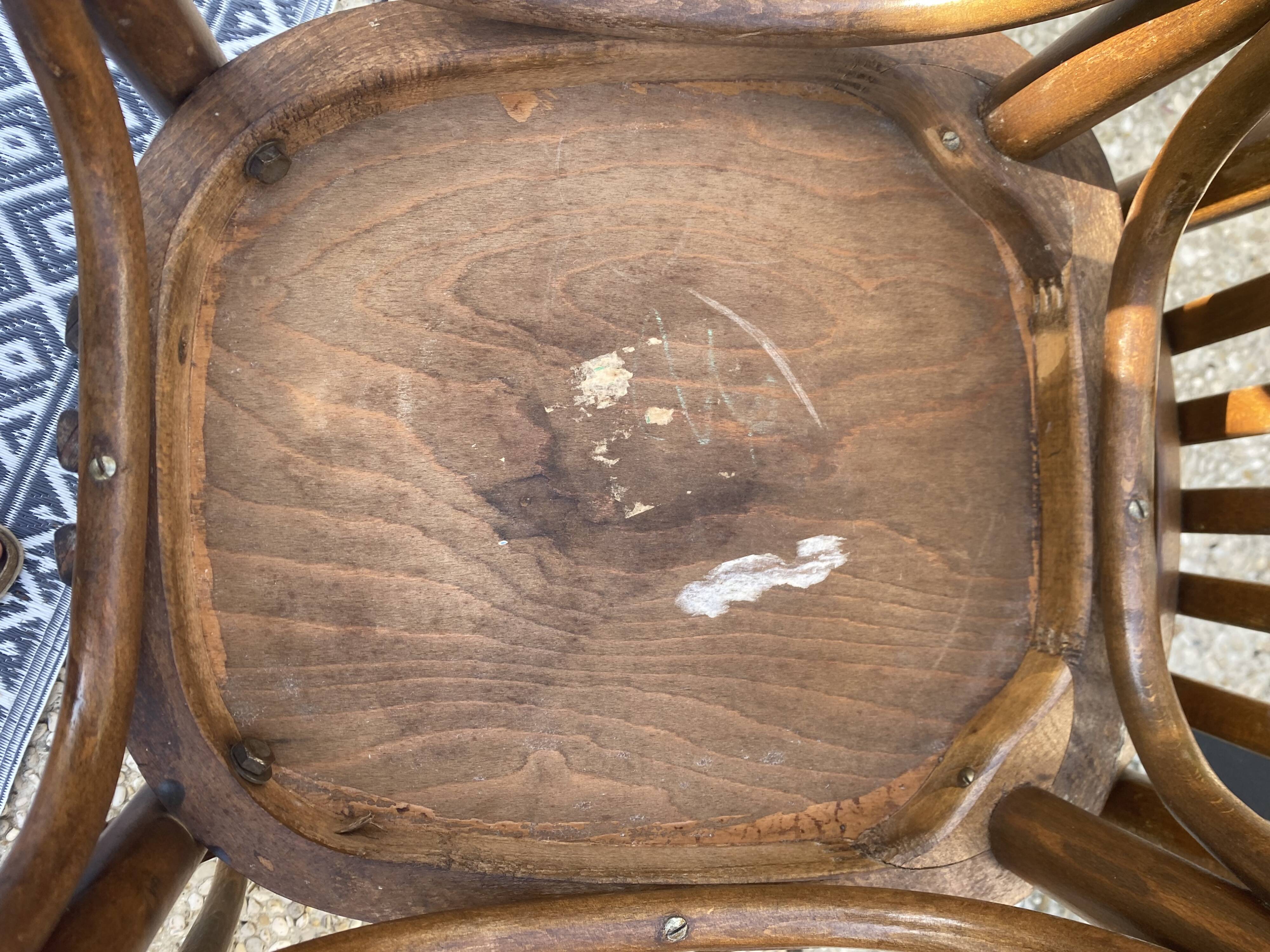 Ensemble de 8 chaises bistrot style Baumann bois courbé Annee 50/60