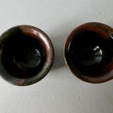 Lot of 2 bowls of glazed sandstone, signed, 80s