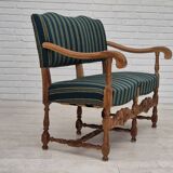 1960s, Danish 2 seater sofa, original condition, furniture wool fabric, solid oak wood.