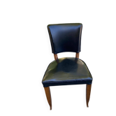 Vintage Art Deco Chair / 1950s – Wood & Black Faux Leather