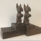 Paire de serre livres bois chiens scottish art déco