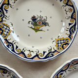 Set of 3 decorative plates Rouen earthenware Masse