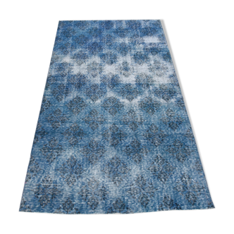 Blue tones wool vintage rug 205x112cm