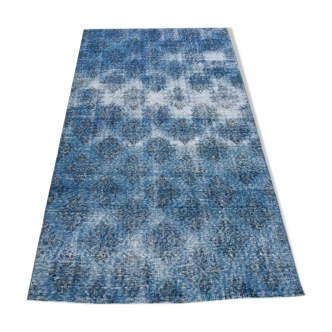 Tapis vintage en laine bleu 205x112cm