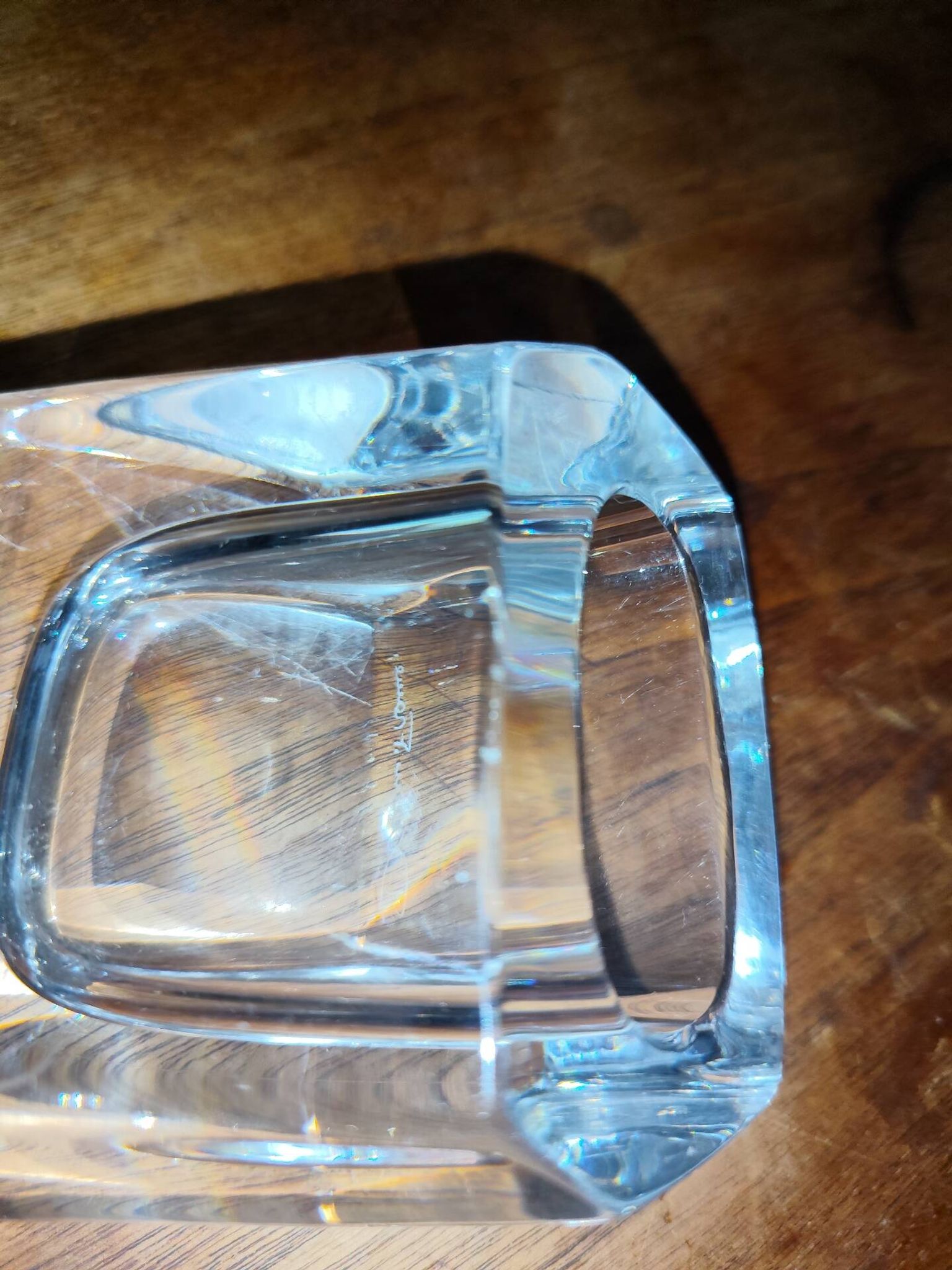Crystal Daum ashtray pen holder tray