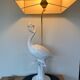 Very large flemish white ceramic lamp 50's italy 97cm with lampshade