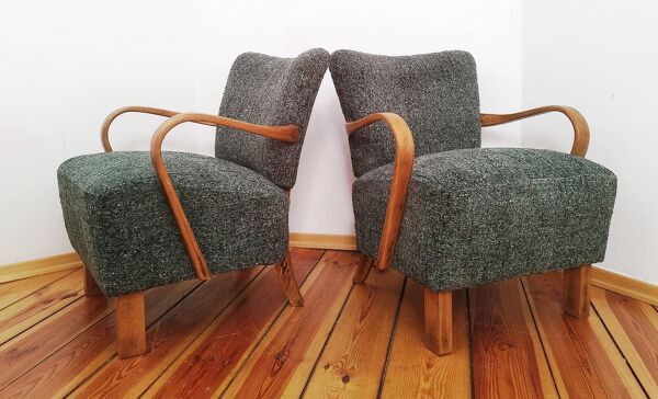 Fauteuils H 237 de J. Halabala pour Up Závody, Tchécoslovaquie, années 1960, lot de 2
