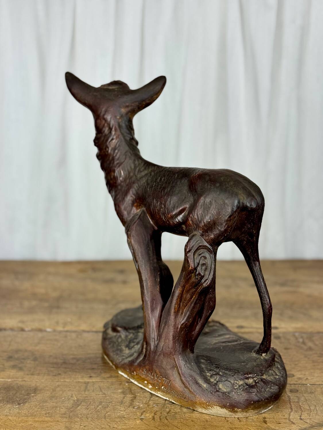 Terracotta sculpture of a young stag, Salvetti, 20th century