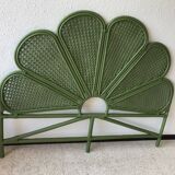 Double headboard in green rattan