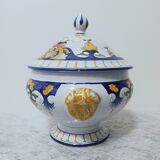 Hand-painted old Rouen earthenware soup tureen