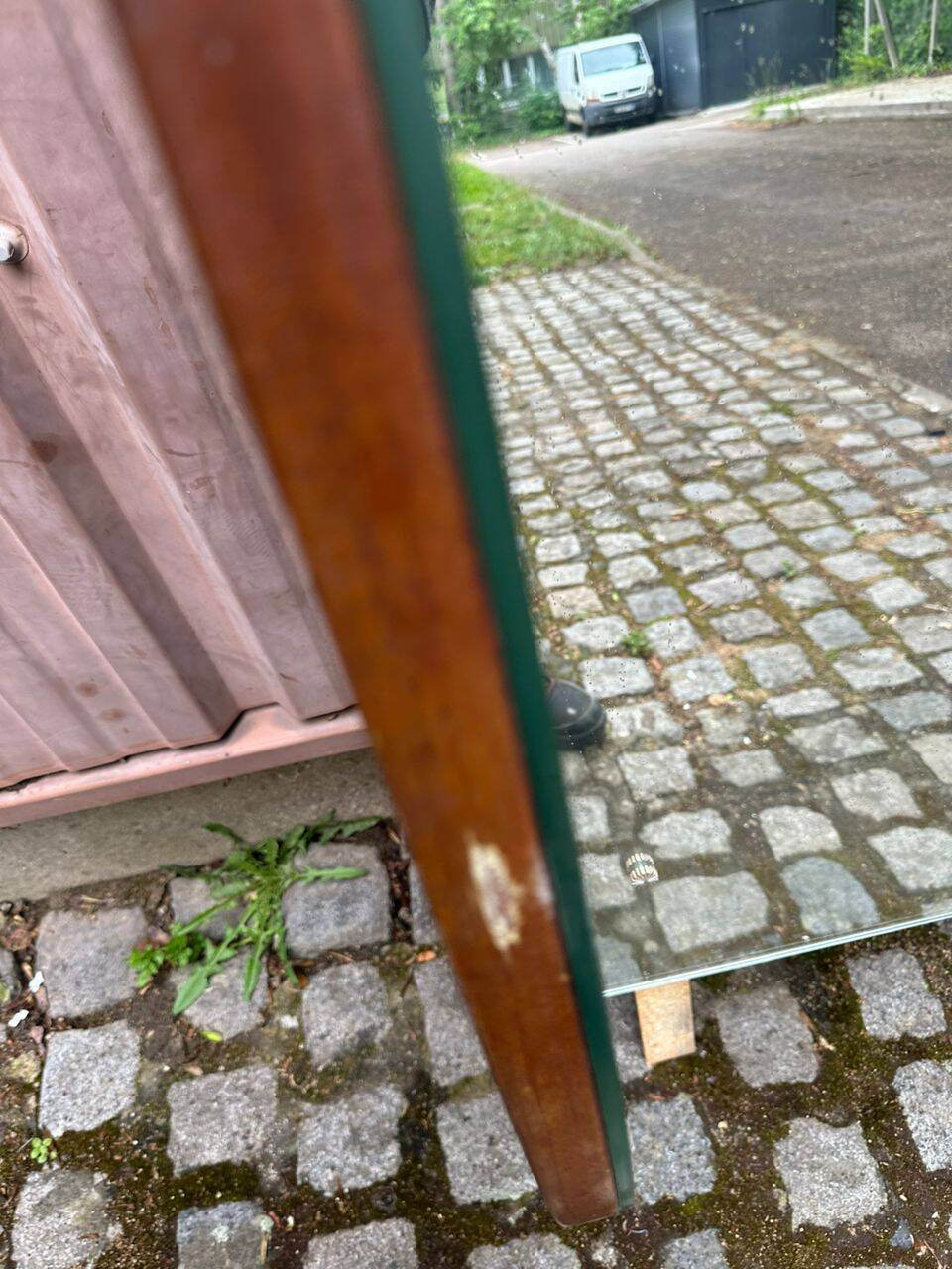 Coiffeuse scandinave en bois des années 50 avec miroir triptyque