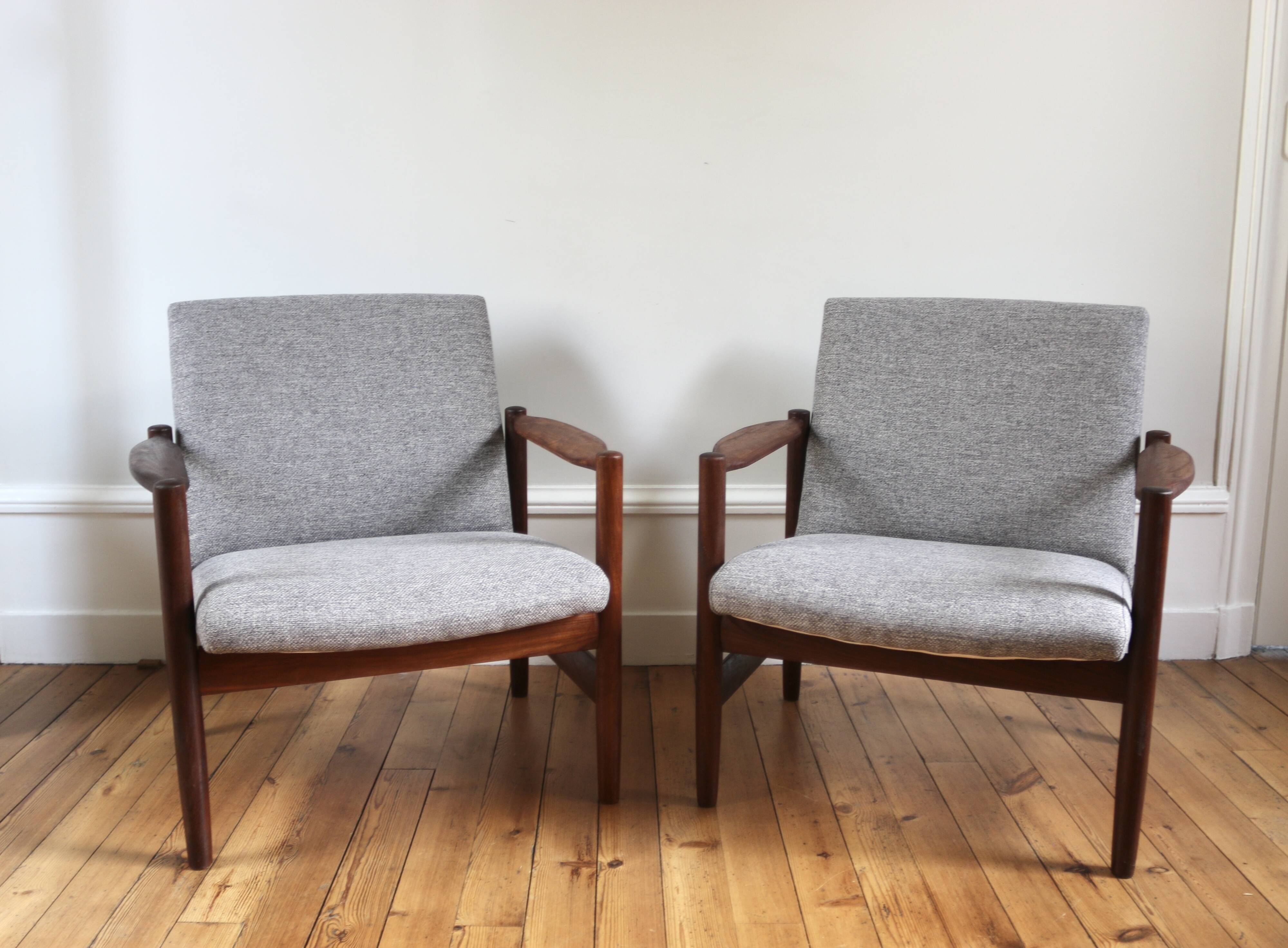 Pair of vintage Scandinavian teak armchairs from the 1960s