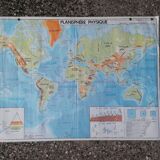 Planisphere world map vintage physics and vegetation