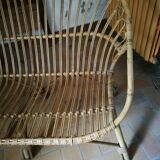 2/3-seater vintage rattan sofa