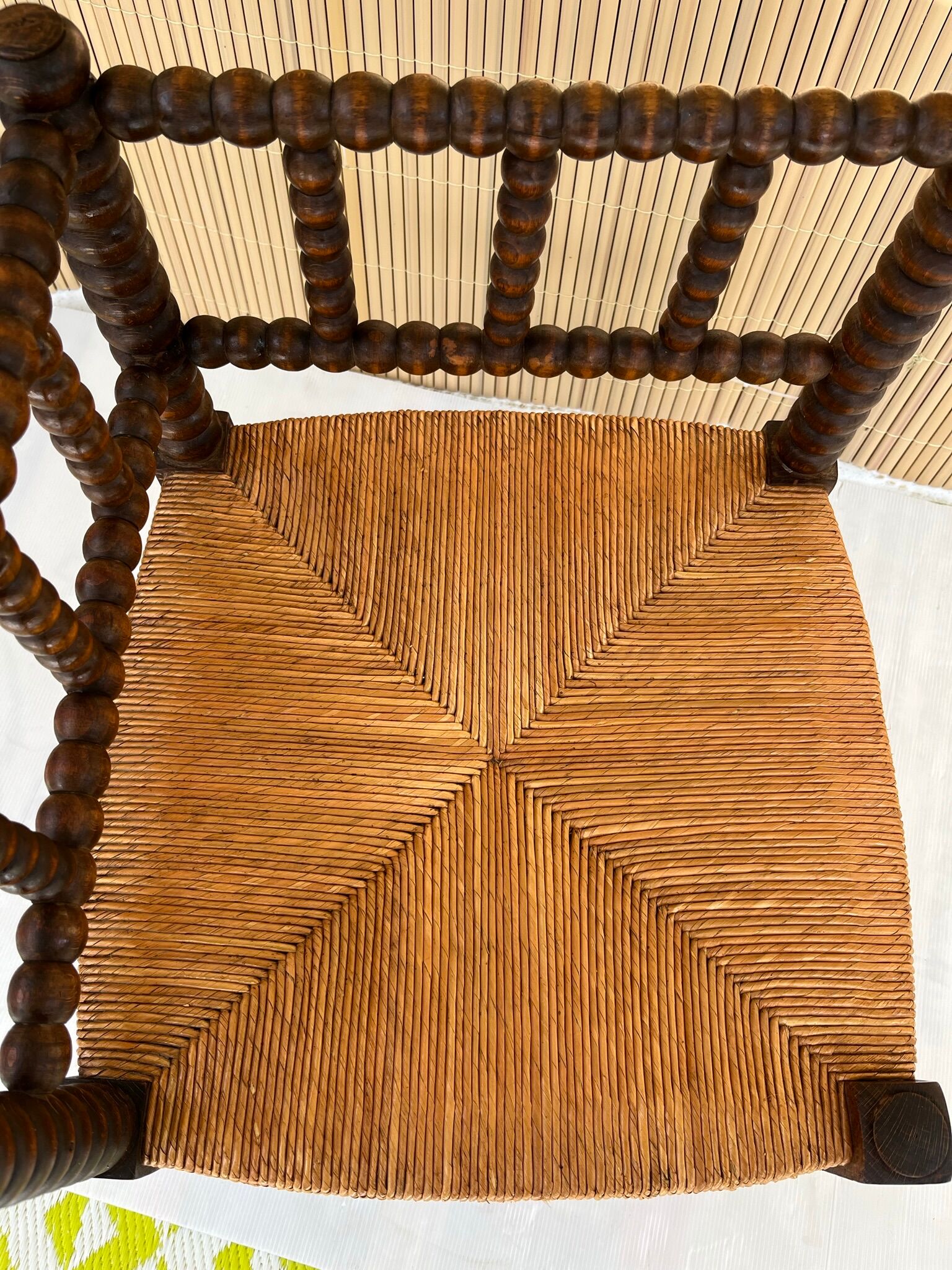Corner chair wood turned vintage, 50-60s