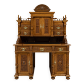 Grand Neo-Renaissance ministerial desk with steps in oak - circa 1880-1890