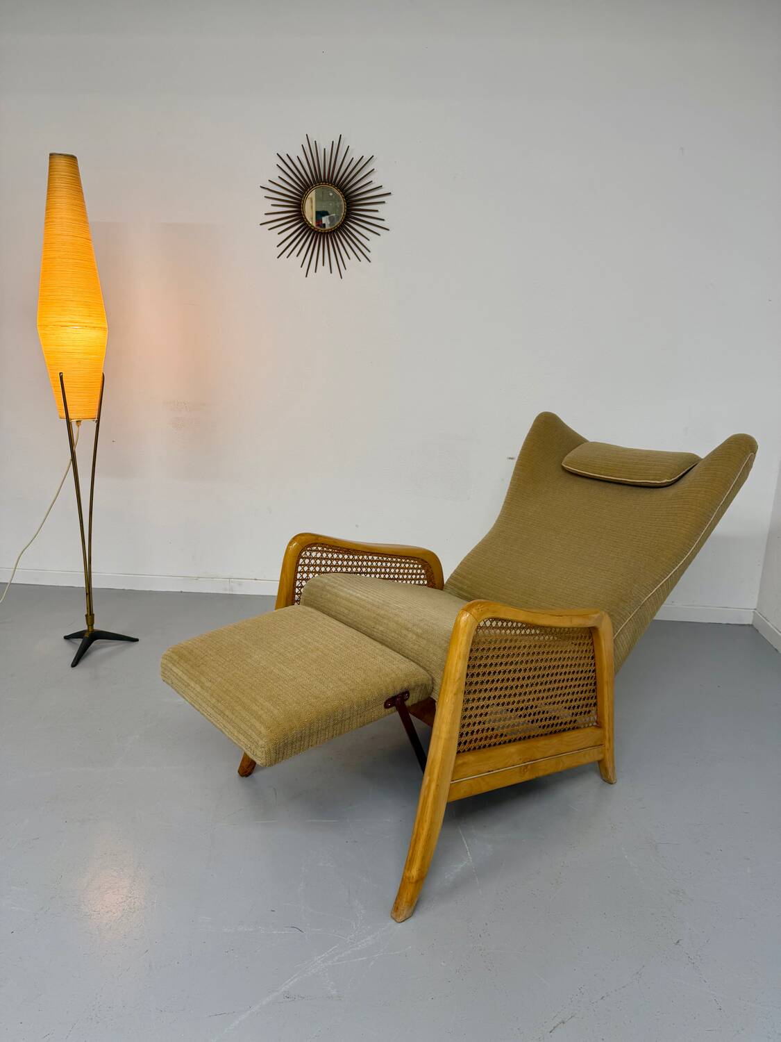 Vintage wingback recliner in Scandinavian design from the 1960s.