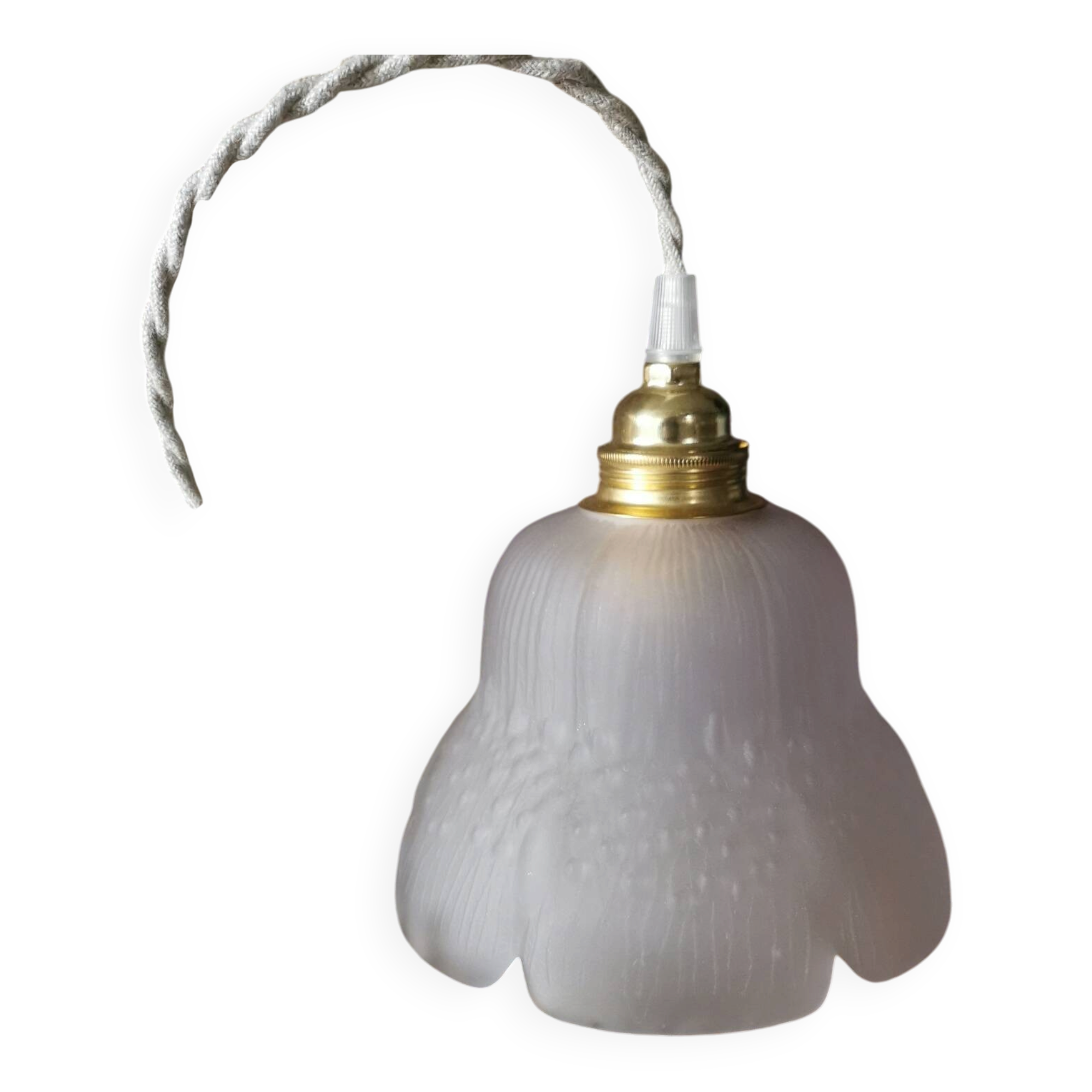 Suspension fleur Vintage en verre moulé rose