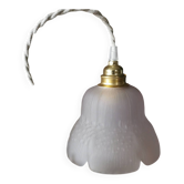 Vintage pink moulded glass pendant light