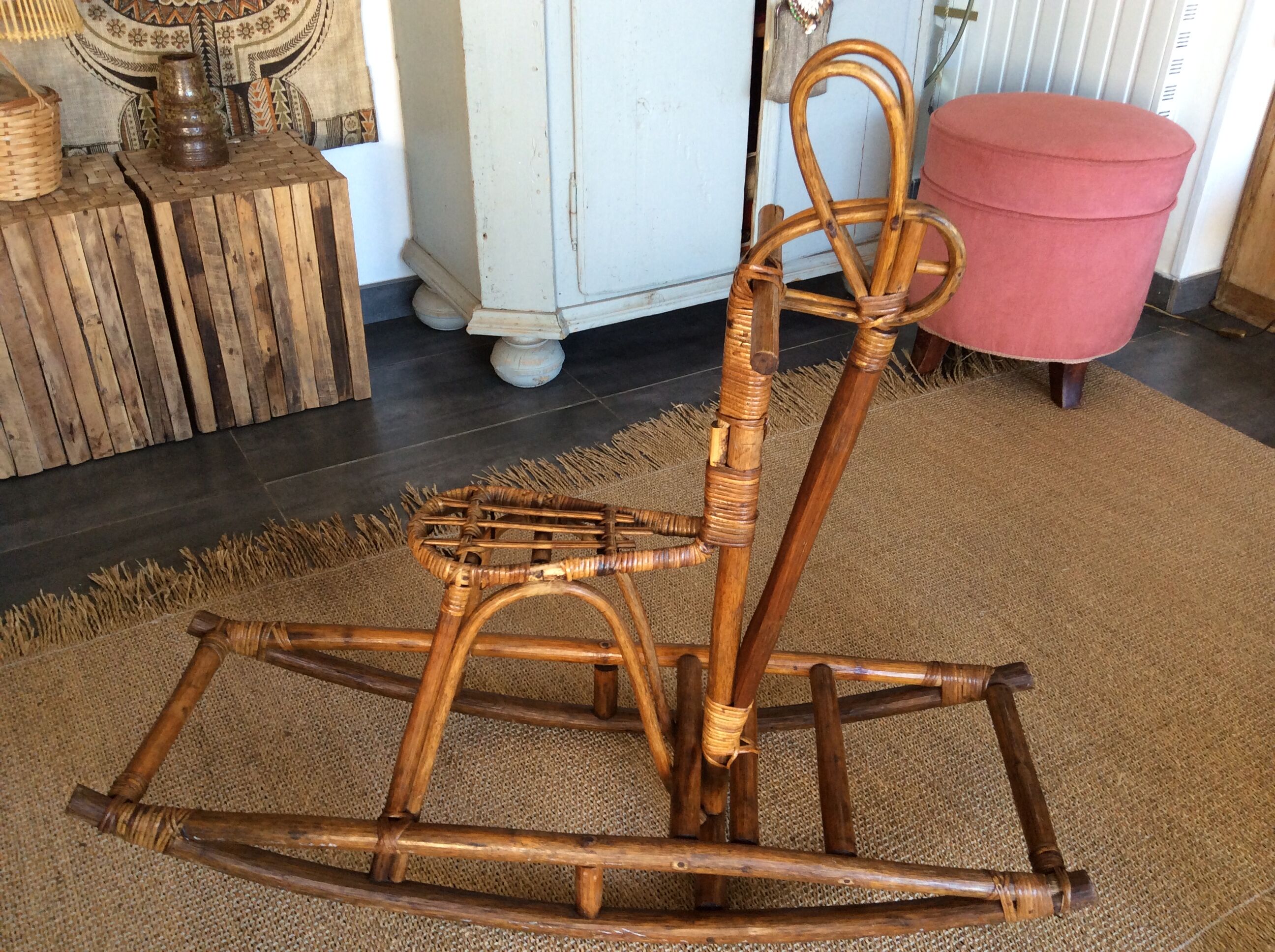 Rattan rocking horse