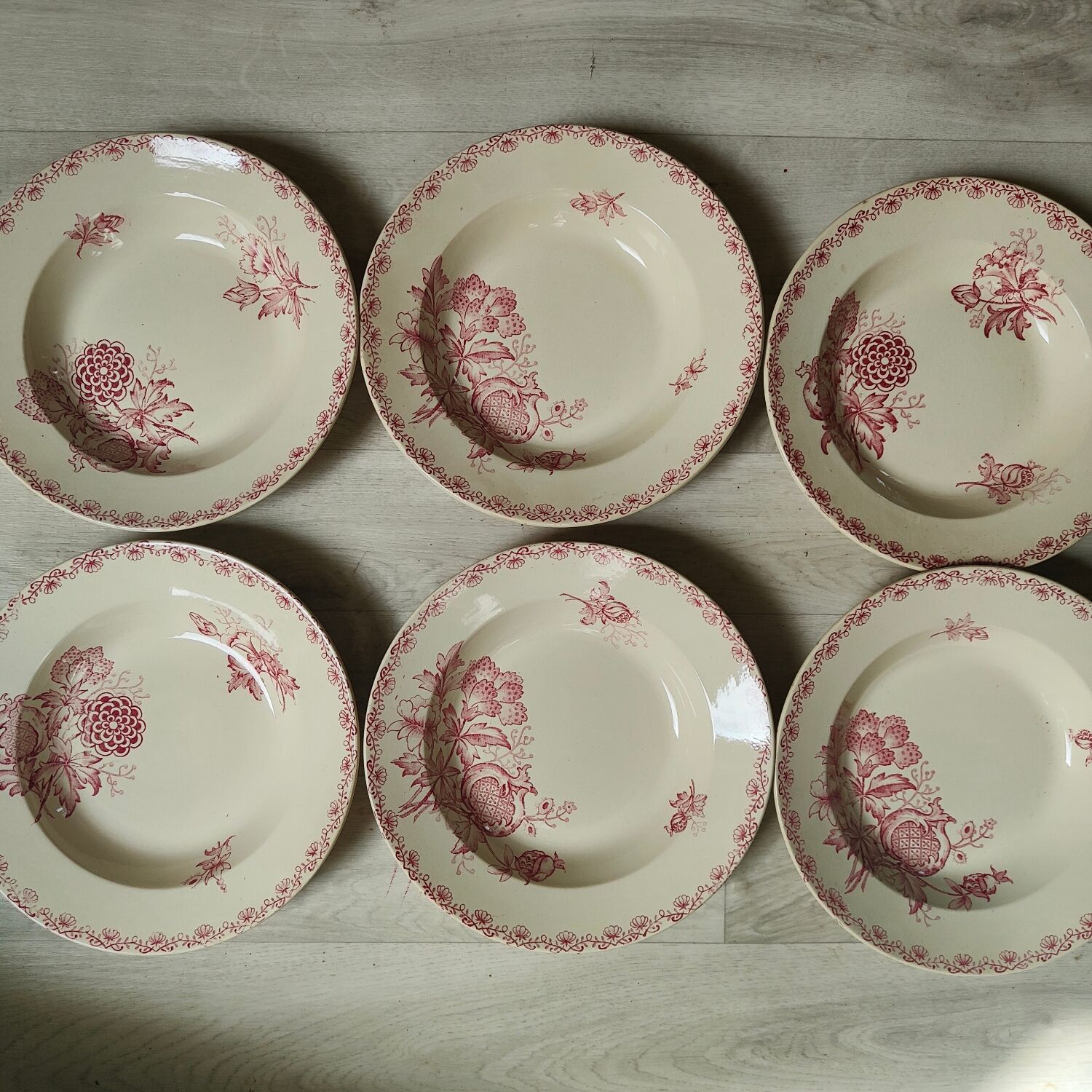 6 plates in iron clay U&C Sarreguemines Digoin