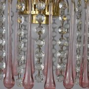 chandelier glass stamps, pink glass drops.