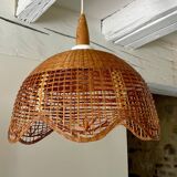 Vintage wicker flower pendant light